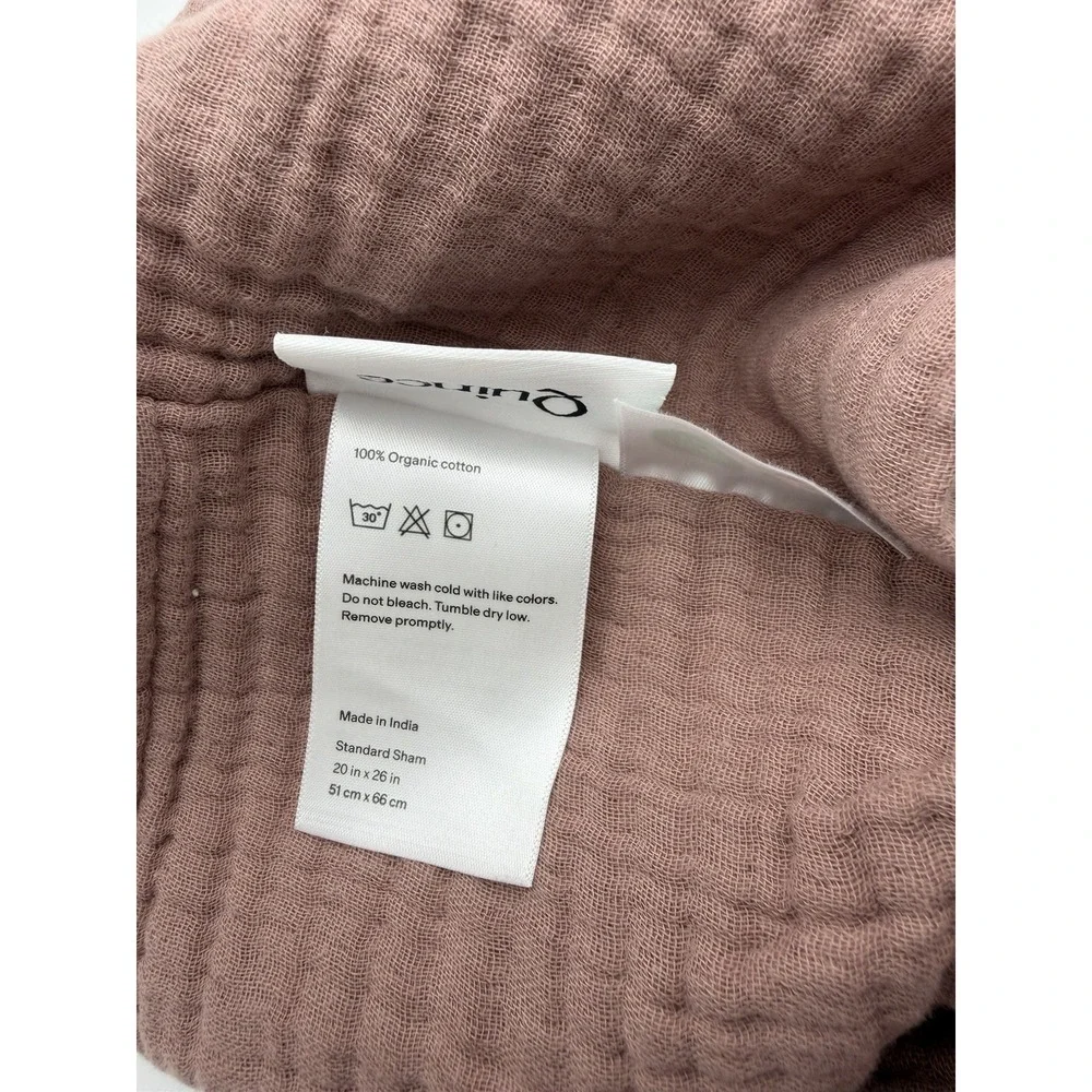 NWOT Quince Organic Cotton Gauze Pillow Sham Set Standard Fig Solid Rectangular